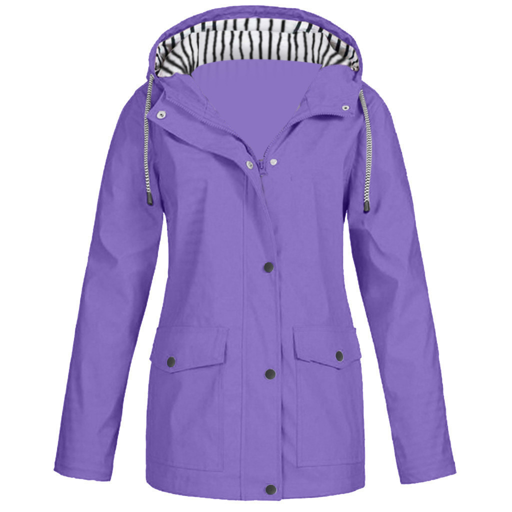 Aayomet Coats for Women 2023 Rain Coats for Women Lightweight Hooded Long Womens Rain Jackets Breathable Outdoor Waterproof TrenchCoats,Purple XL